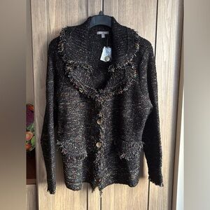 NWT! Roz & Ali Multi-Colored Cardigan with Fringe | 3X